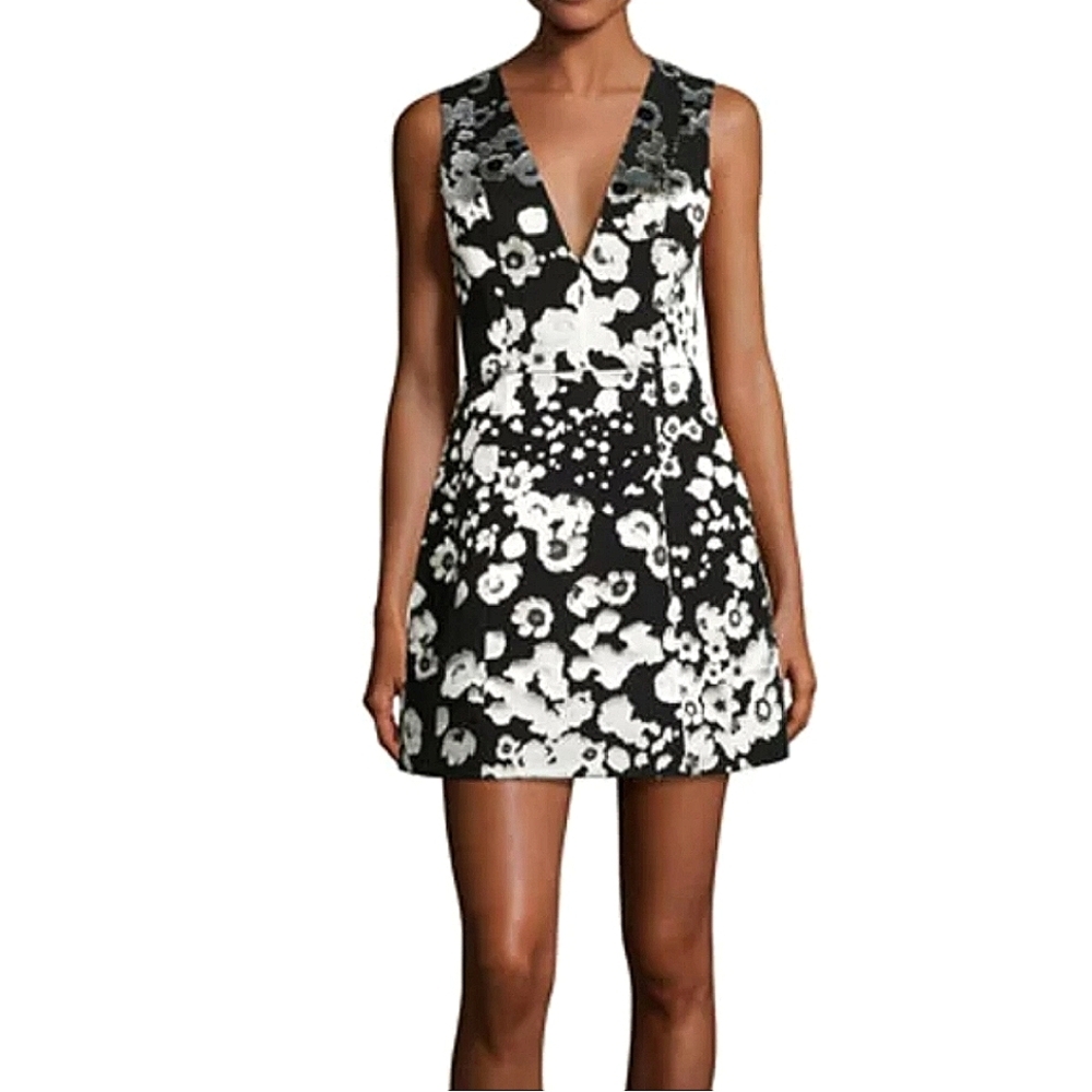 Alice Olivia Patty Metallic Silk Floral Lantern Dress size 10
